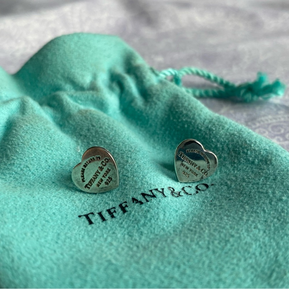 Return to Tiffany sterling silver Heart Tag Stud Earrings